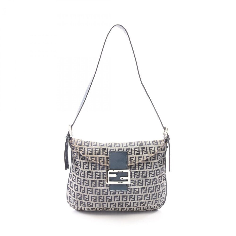 Fendi Canvas Mamma Bag Shoulder Zucchino Bucket Leather Black